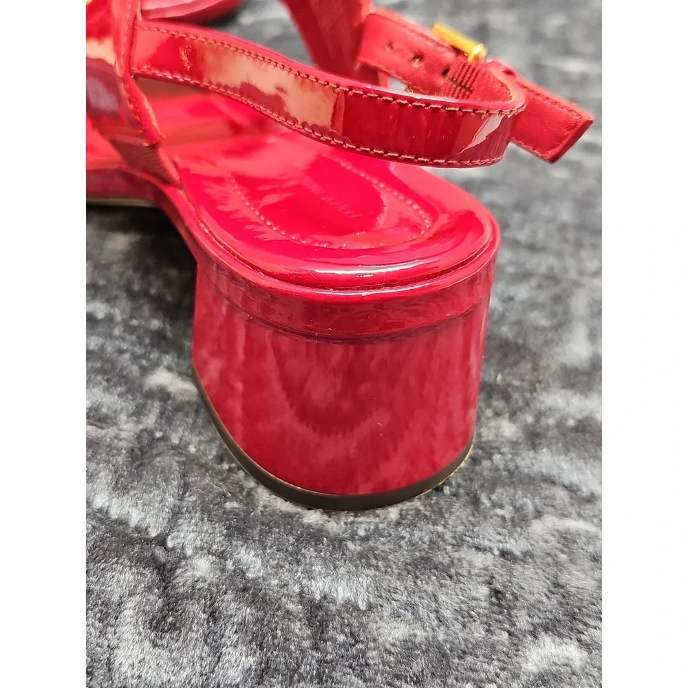 Tory Burch Red Patent Leather Eleanor Heel Sandal Size 6